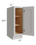Midtown Light Grey Shaker 12" Full Height Door Vanity Base Cabinet