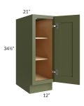 Midtown Hunter Green Shaker 12" Full Height Door Vanity Base Cabinet
