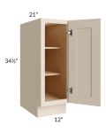 Midtown Cream Shaker 12" Full Height Door Vanity Base Cabinet