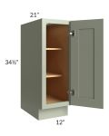 Midtown Pistachio Green Shaker 12" Full Height Door Vanity Base Cabinet