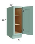 Midtown Mint Green Shaker 12" Full Height Door Vanity Base Cabinet