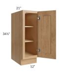 Midtown Timber Shaker 12" Full Height Door Vanity Base Cabinet
