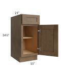 Midtown Mocha Shaker 15" Vanity Base Cabinet