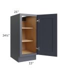 Midtown Indigo Shaker 15" Full Height Door Vanity Base Cabinet