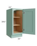 Midtown Mint Green Shaker 15" Full Height Door Vanity Base Cabinet