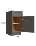 Midtown Dark Grey Shaker 18" Vanity Base Cabinet