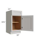 Midtown Light Grey Shaker 18" Vanity Base Cabinet
