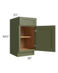 Midtown Hunter Green Shaker 18" Vanity Base Cabinet