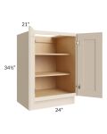 Midtown Cream Shaker 24" Full Height Door Vanity Base Cabinet