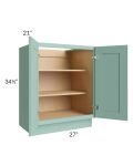Midtown Mint Green Shaker 27" Full Height Door Vanity Base Cabinet