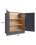 Midtown Indigo Shaker 30" Full Height Door Vanity Base Cabinet