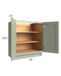 Midtown Pistachio Green Shaker 30" Full Height Door Vanity Base Cabinet