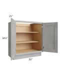 Gramercy Grey Mist 30" Full Height Door Vanity Base Cabinet