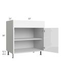 Milan White Gloss 33" Vanity Base Cabinet