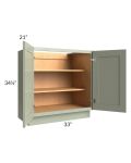 Midtown Pistachio Green Shaker 33" Full Height Door Vanity Base Cabinet
