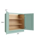 Midtown Mint Green Shaker 33" Full Height Door Vanity Base Cabinet