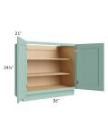 Midtown Mint Green Shaker 36" Full Height Door Vanity Base Cabinet
