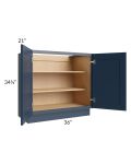 Midtown Blue Shaker 36" Full Height Door Vanity Base Cabinet