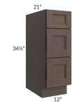 Tuscan Kona Brown 12" Vanity 3-Drawer Base Cabinet
