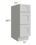 Tuscan Painted Grey 12" Vanity 3-Drawer Base Cabinet