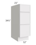 Vienna Cloud 12" Vanity 3-Drawer Base Cabinet