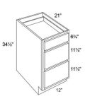 12" Vanity 3-Drawer Base Cabinet