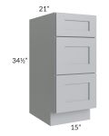 Asheville Grey Shaker 15" 3-Drawer Vanity Base Cabinet