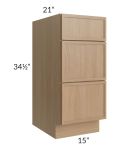 Township Rift Oak 15" 3-Drawer Vanity Base Cabinet