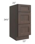 Tuscan Kona Brown 15" Vanity 3-Drawer Base Cabinet