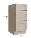 Tuscan Oyster 15" Vanity 3-Drawer Base Cabinet