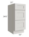 Midtown Light Grey Shaker 15" Vanity 3-Drawer Base Cabinet