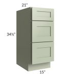 Midtown Pistachio Green Shaker 15" Vanity 3-Drawer Base Cabinet