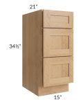 Midtown Timber Shaker 15" Vanity 3-Drawer Base Cabinet