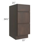 Vienna Kona Brown 15" Vanity 3-Drawer Base Cabinet