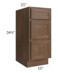 Gramercy Coffee 15" Vanity 3-Drawer Base Cabinet
