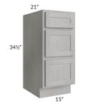 Gramercy Grey Mist 15" Vanity 3-Drawer Base Cabinet