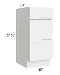 Venetian White Gloss 15" 3-Drawer Vanity Base Cabinet
