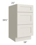 Asheville Cloud Shaker 18" 3-Drawer Vanity Base Cabinet 