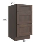 Tuscan Kona Brown 18" Vanity 3-Drawer Base Cabinet