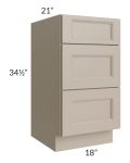 Tuscan Oyster 18" Vanity 3-Drawer Base Cabinet