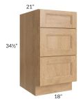 Tuscan Timber 18" Vanity 3-Drawer Base Cabinet