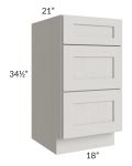 Midtown Light Grey Shaker 18" Vanity 3-Drawer Base Cabinet