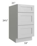 Midtown Painted Grey Shaker 18" Vanity 3-Drawer Base Cabinet