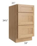 Midtown Timber Shaker 18" Vanity 3-Drawer Base Cabinet