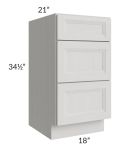 18" Vanity 3-Drawer Base Cabinet