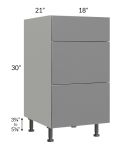 Milan Grey Gloss 18" Vanity 3-Drawer Base Cabinet