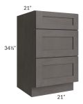 Midtown Dark Grey Shaker 21" Vanity Drawer Base Cabinet