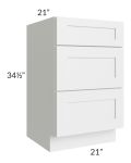 Midtown White Shaker 21" Vanity Drawer Base Cabinet