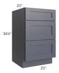 Midtown Indigo Shaker 21" Vanity Drawer Base Cabinet