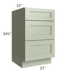Midtown Pistachio Green Shaker 21" Vanity Drawer Base Cabinet